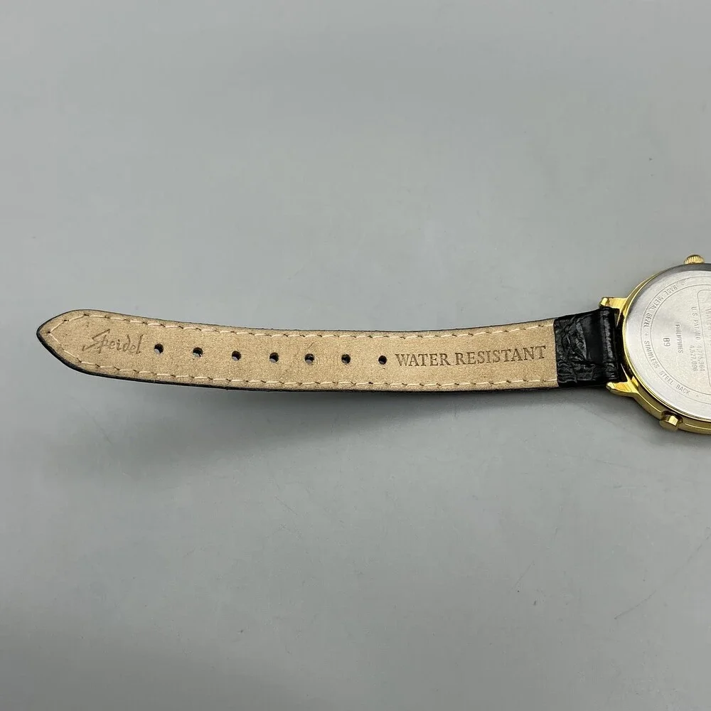 Timex Indiglo Womens Watch 31mm White Dial Gold Tone Black Leather New Battery